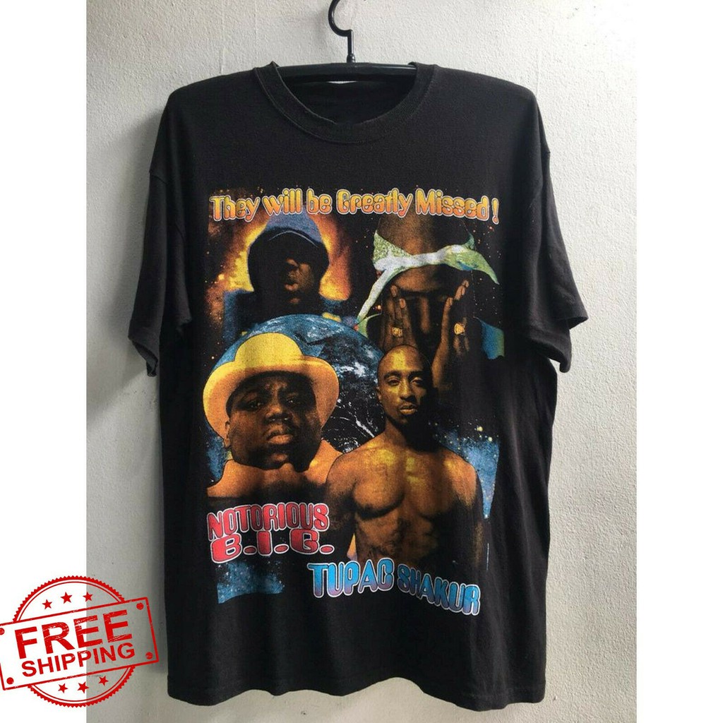 New90 s 2 pac เสื้อยืดฮิปฮอปสําหรับผู้ชายS-5XL