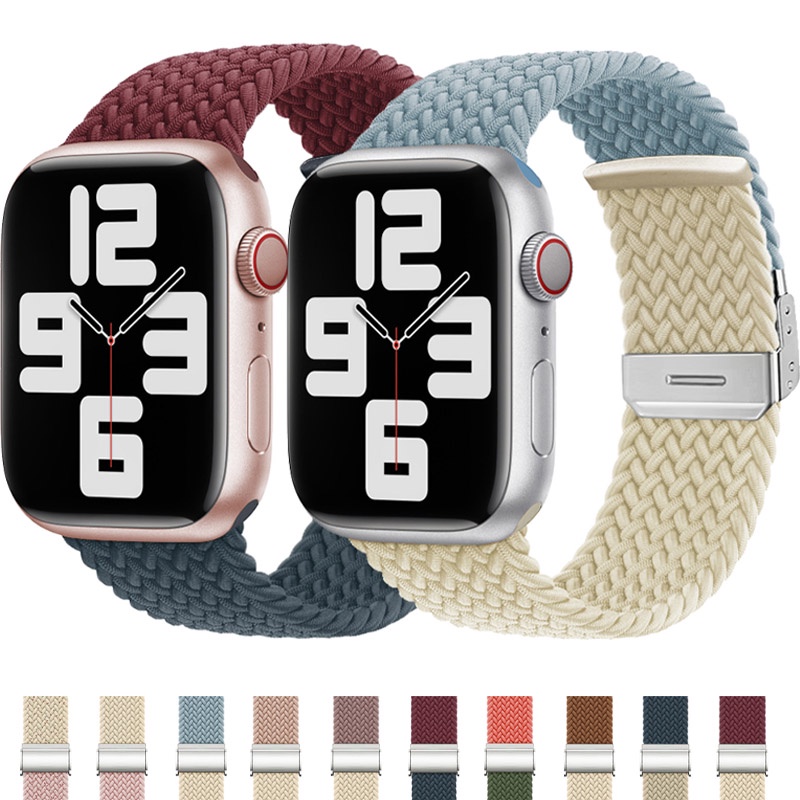 สายนาฬิกาข้อมือไนล่อนถัก สําหรับ Apple Watch S9 8 Ultra ultra2 7 49 มม. 41 มม. 45 มม. IWatch Series 11 10 9 8 7 6 3 4 5 SE 38 มม. 40 มม. 42 มม. 44 มม.