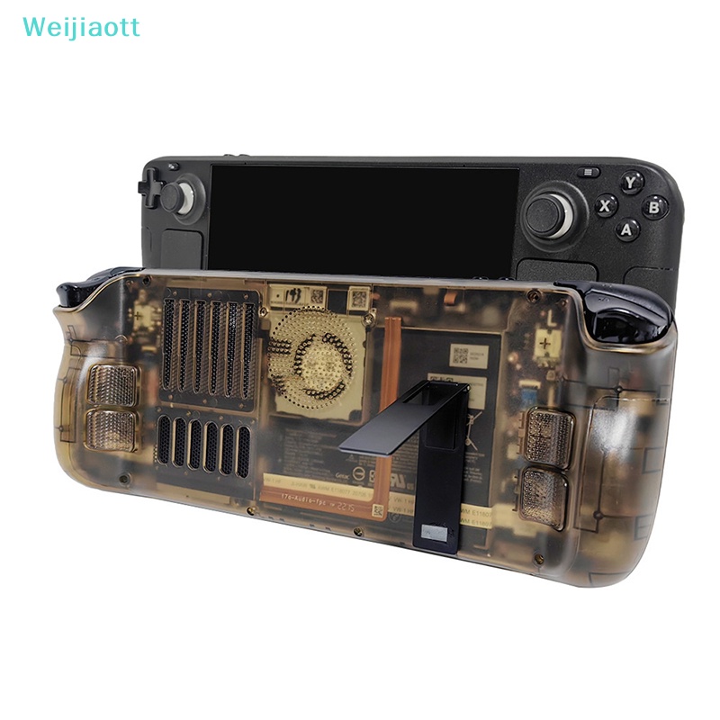 Weijiaott แผ่นด้านหลังโปร่งใสสําหรับ Steam Deck DIY Clear Edition เปลี่ยนชุดฝาครอบผู้ถือCamouflageสีAO