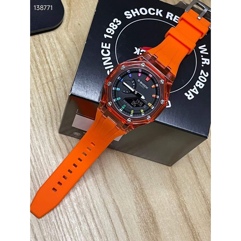 G-shock Ga-2100SRS Ap Series สีส้มกีฬานาฬิกา Jelly โปร่งใส Ga 2100 Autolight นาฬิกากันน้ําแฟชั่นนาฬิ