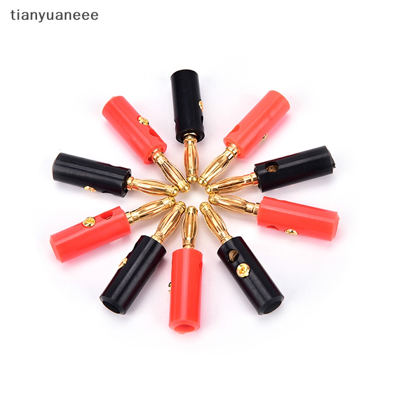 Tianyuaneee ปลั๊กกล้วยเชื่อมต่อลําโพง 4 มม. สีทอง 10 ชิ้น ต่อล็อต