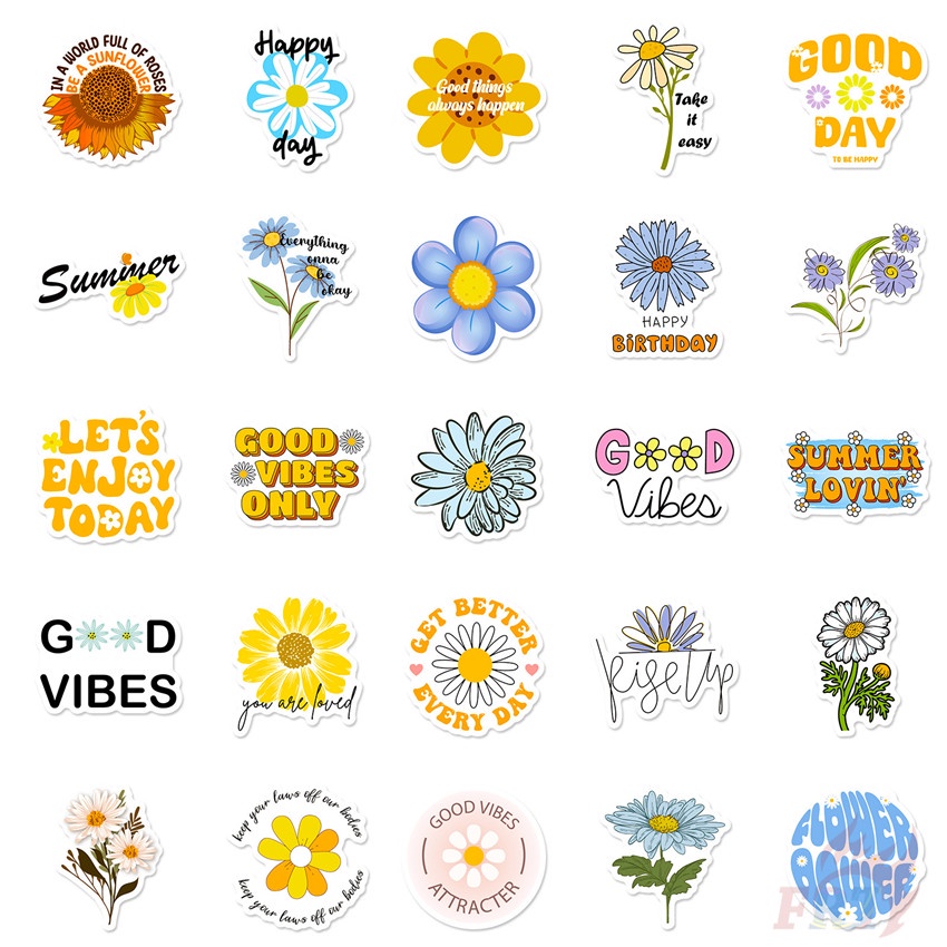 ❉ สติกเกอร์ ลายดอกไม้ Slang Art Series 01 ❉ สติกเกอร์แฟชั่น กันน้ํา DIY 50 ชิ้น/เซต