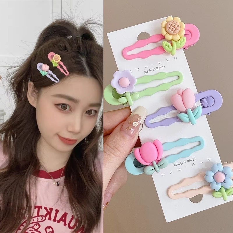 กิ๊บติดผม ลายดอกทิวลิปน่ารัก สีแคนดี้ แฟชั่นสไตล์เกาหลี สําหรับผู้หญิง นักเรียน