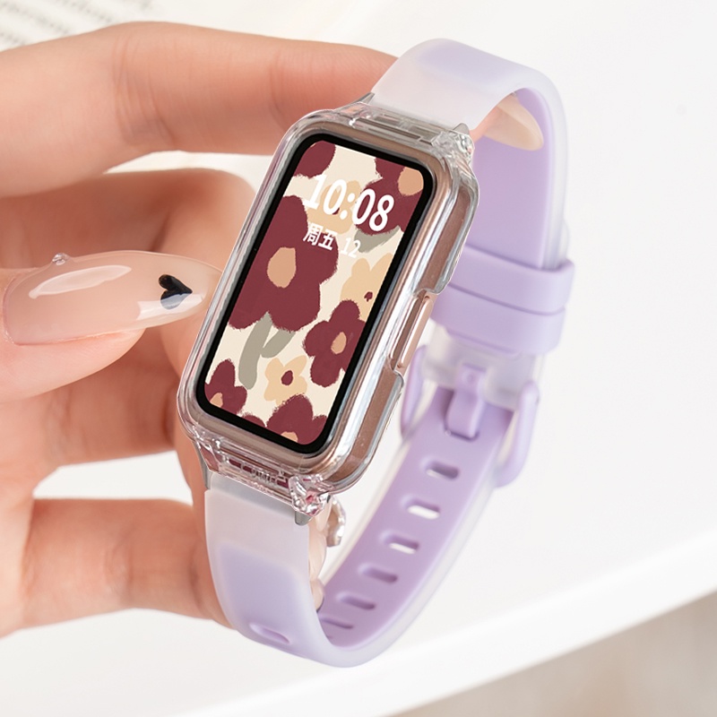 สายนาฬิกาข้อมือซิลิโคนใส สองสี และเคสใส แบบเปลี่ยน สําหรับ Xiaomi Mi Band 8 Active Smart Watch Redmi Band 2