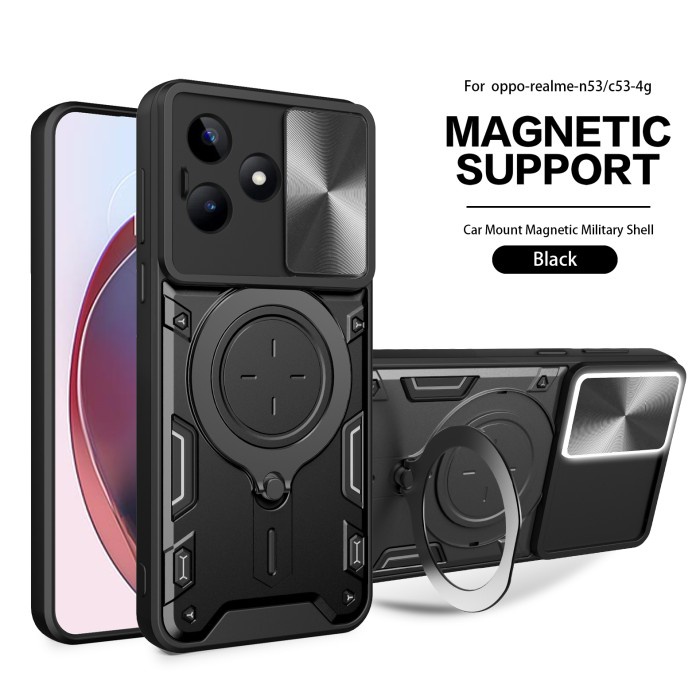 Realme Note 50 - C51 C51s - C53 NFC - EvoX Army Flash Flip Lens Armor Case กันกระแทก