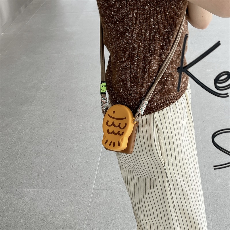 เคสโทรศัพท์มือถือ ซิลิโคน ลายสุนัข ปลา พร้อมสายคล้องสะพายข้าง และกระเป๋าใส่เหรียญ ขนาดเล็ก แฟชั่น สําหรับ OPPO FIND N3 FLIP OPPO FIND N2