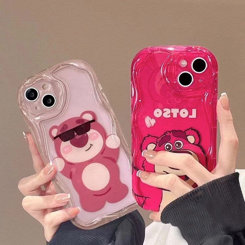 เคสโทรศัพท์มือถือ ซิลิโคนนิ่ม TPU ใส กันตก ป้องกันกล้อง การ์ตูน หมี iPhone 15 14 Pro 11 12 13 Mini XS Max X XR 7 8 Plus