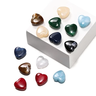 St.kunkka 20 ชิ้น 14 มม.วัสดุหินเลียนแบบ Love Heart ลูกปัดอะคริลิค Love Heart ลูกปัดสําหรับเครื่องประดับ DIY ทําสร้อยข้อมือสร้อยคอ