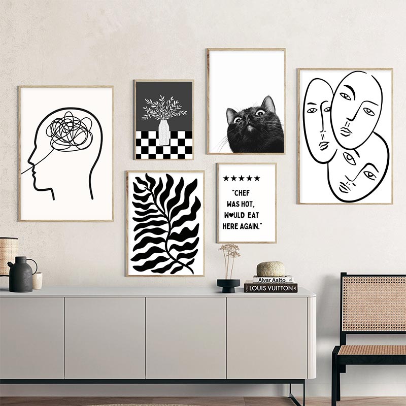 ภาพวาดผ้าใบ รูปตัวอักษร Abstract Matisse สําหรับตกแต่งผนังบ้าน ห้องนอน ห้องนั่งเล่น