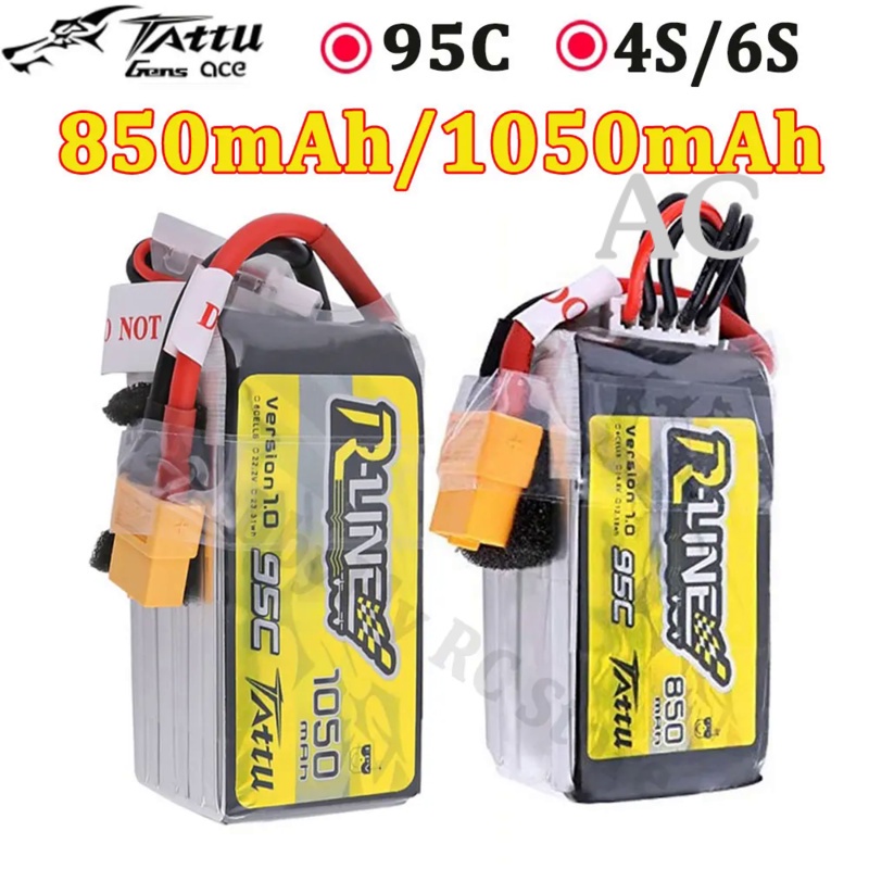 AC Tattu R-Line 1.0 LiPo 850mAh 1050mAh 14.8V 22.2V 95C 4S 6S1P Lipo Battery Pack With XT60 Plug for