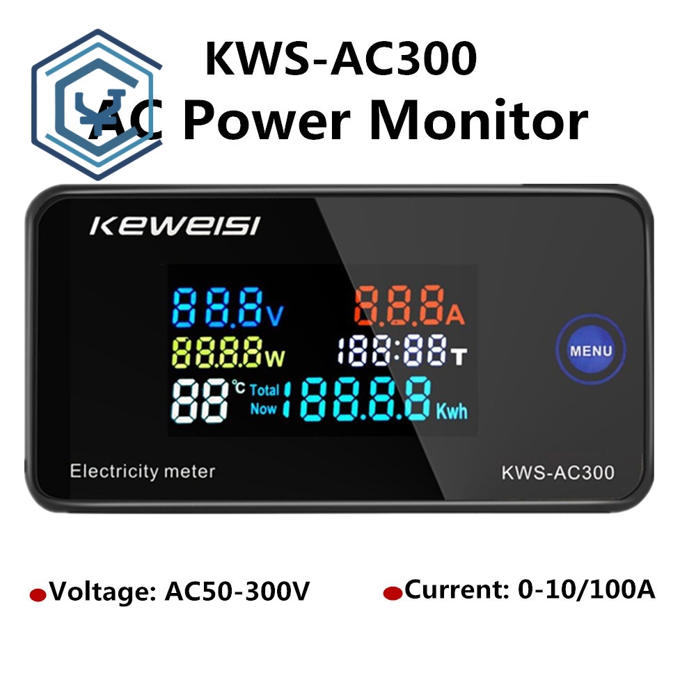 1PCS KWS-AC300 โวลต์มิเตอร์แอมป์มิเตอร์ KWS Power Energy Meter AC 50-300V LED AC Wattmeter มิเตอร์ไฟ