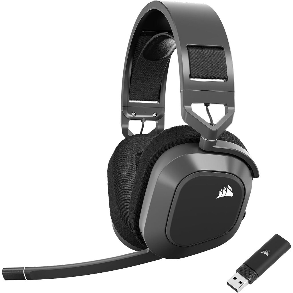 Corsair HS80 MAX Wireless Steel Gray Multiplatform Gaming Headset with Bluetooth รับประกัน 2ปี ศูนย์