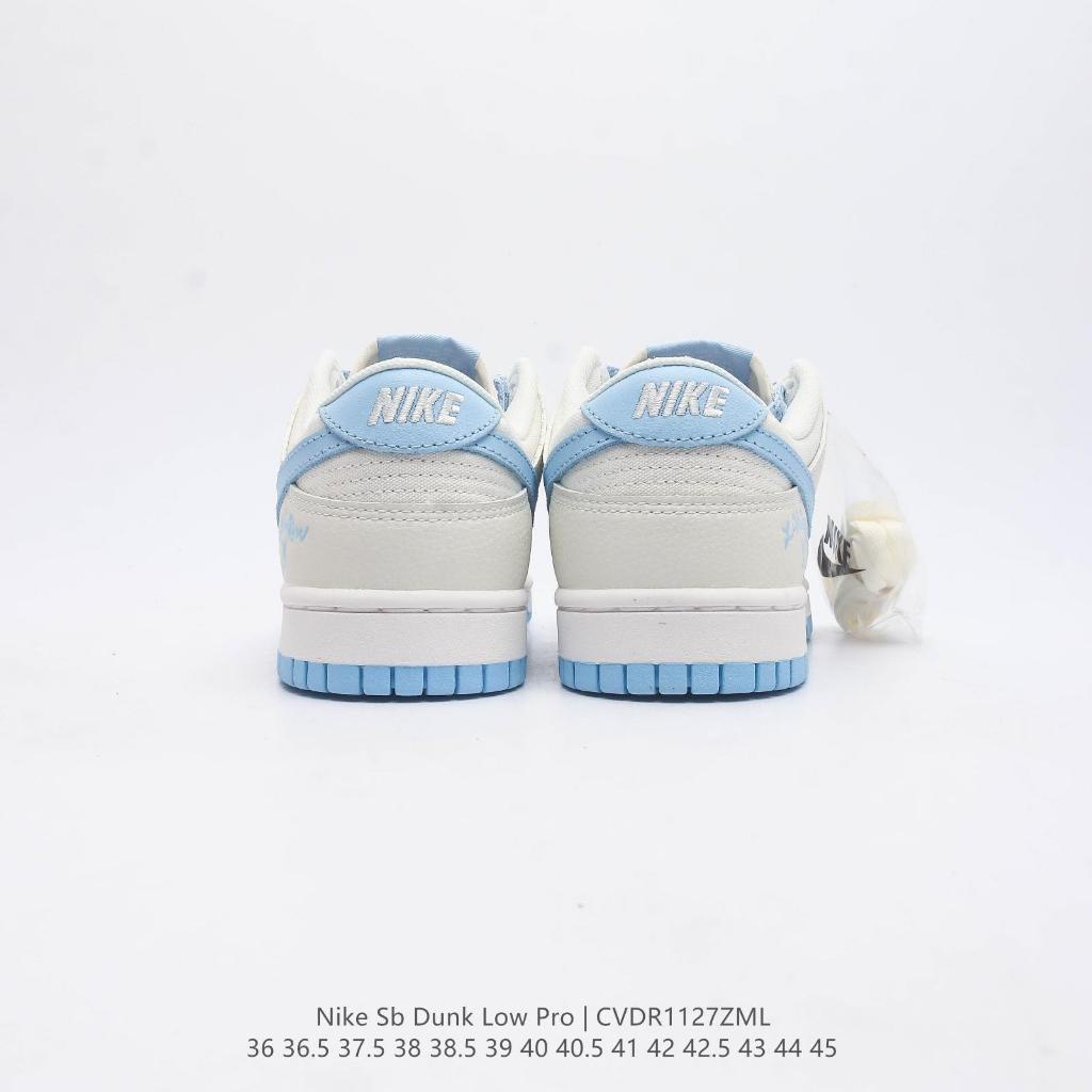 Louis Vuitton x Nike SB Dunk Low Pro "White &amp; Blue" Low Cut Casual ผ้าใบสเก็ตสำหรับผู้ชายและผู้หญิง