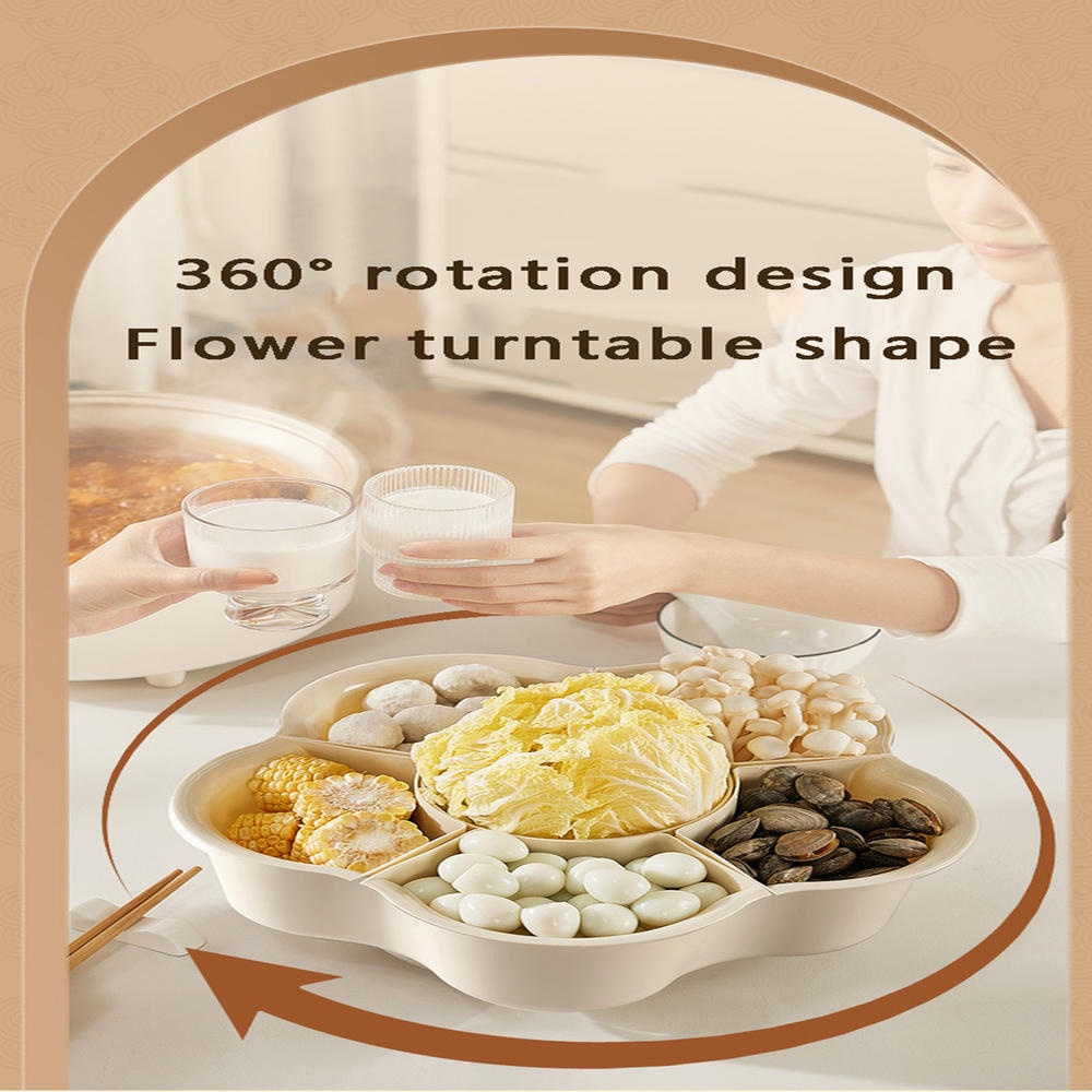 ตะกร้าผัก ทรงกลม ขนาดใหญ่พิเศษ แยกช่องได้ 6 ช่อง หมุนได้ ระบายน้ําได้ สําหรับห้องครัว - รูปที่ 2