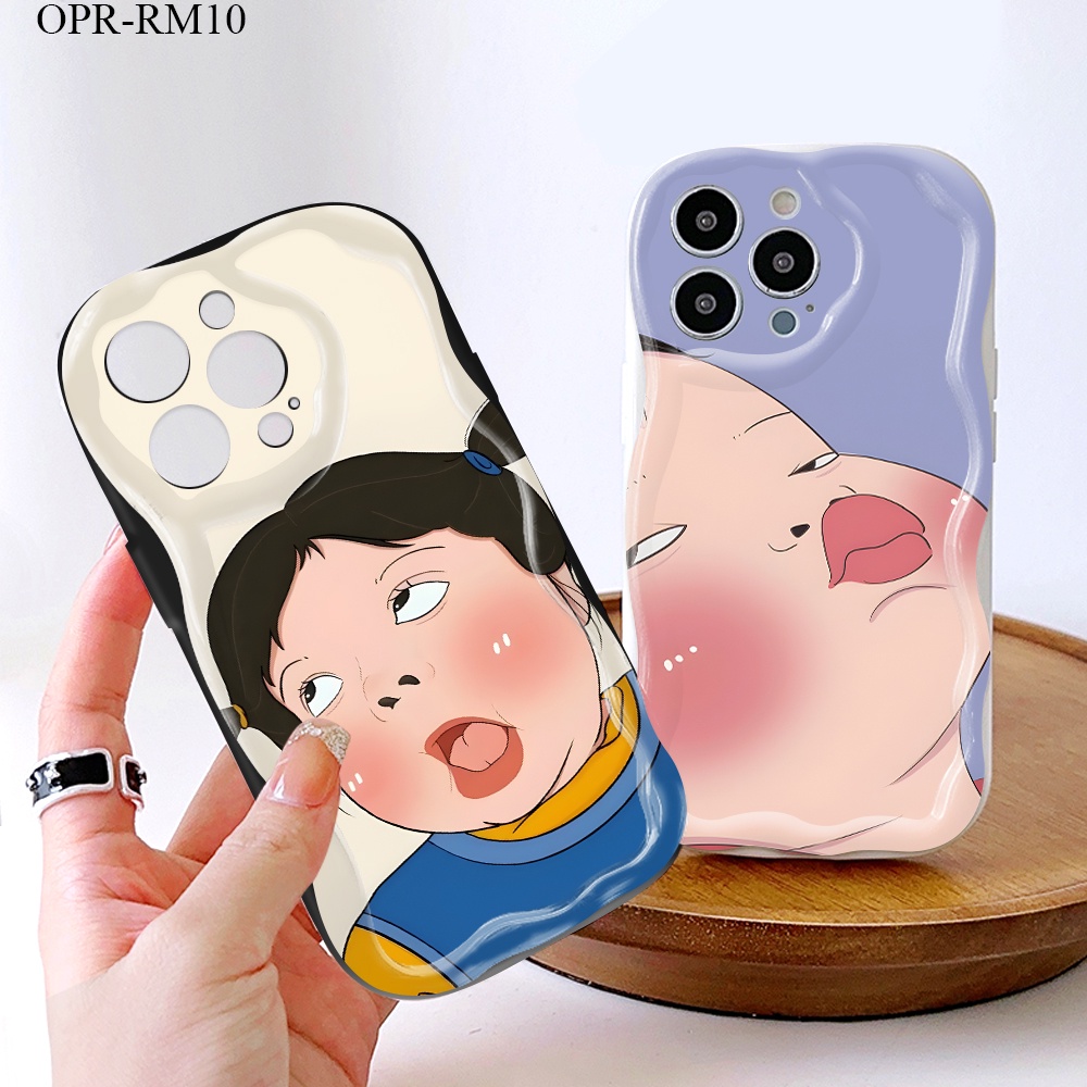 Realme 10 8 7 7i 6 6i 5 5i 5S 2 C17 Pro 5G สำหรับ Case Funny Cute Girl เคสโทรศัพท์ Cream Texture Wavy Edge Soft Silicone Phone Cases
