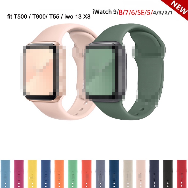 กีฬาซิลิโคนสําหรับ iwatch Series 9 8 7 6 5 4 3 se 8 38 มม.40 มม.42 มม.44 มม.41 มม.45 มม.สายนาฬิกาอัจ