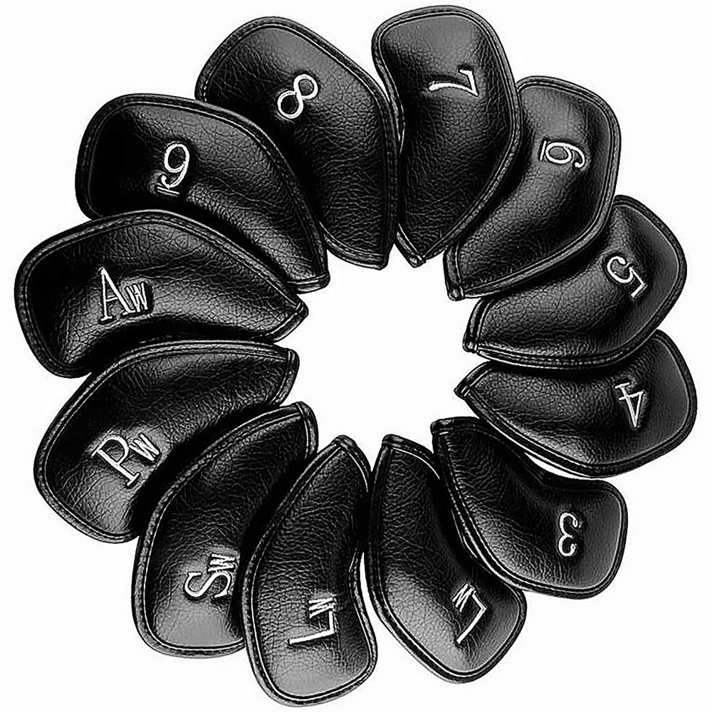 12pcs / Set Thick Synthetic Leather Golf Iron Head Covers Set Headcover Fit All Brands for Callaway 