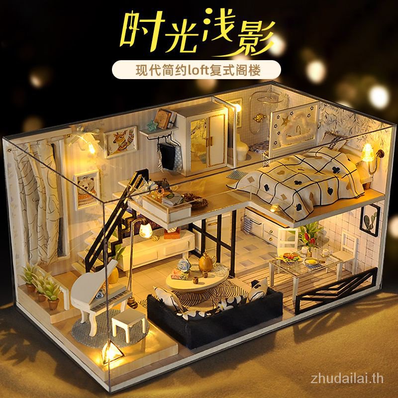 2024 diy Handmade Cabin ความเบื่อหน่าย - Relieving House Building ประกอบของเล่นกล่องดนตรีของขวัญวันเ