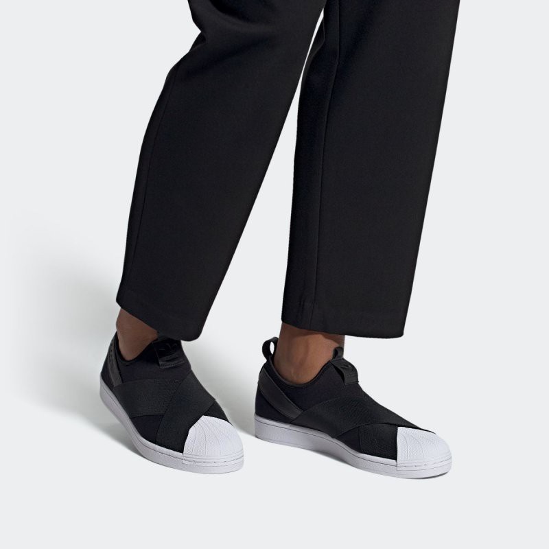Adidas Originals Superstar Slip-on FW7051 สีดำ / ขาว รองเท้า true