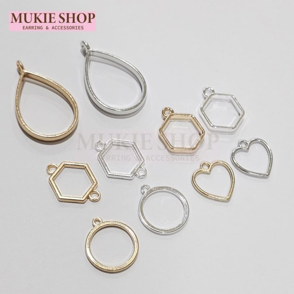 Mukie shop DIY จี้ จี้หัวใจ จี้กรอบโปร่ง แบบต่างๆ กรอบเรซิ่น แพ็ค 5,10,20 ชิ้น v.4 มุกี้ ช้อป