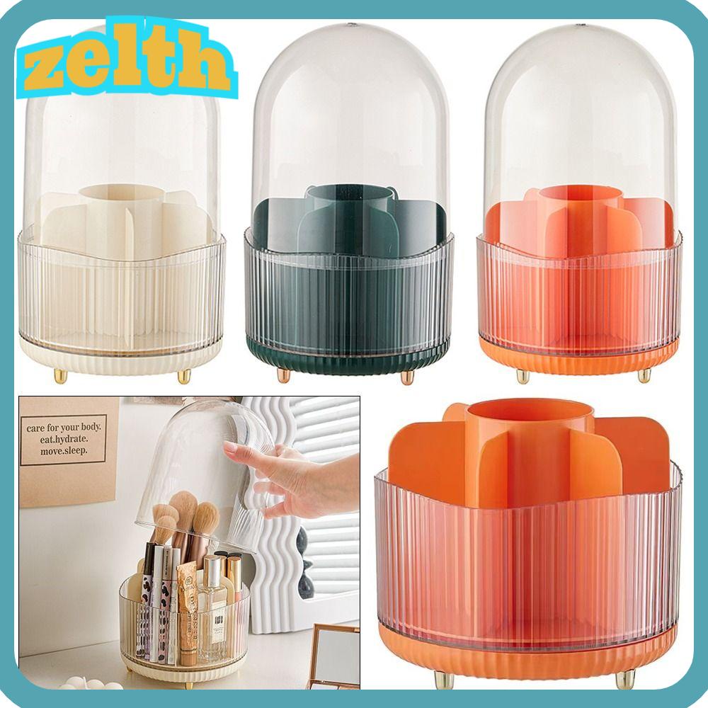 Zelth กล่องเก็บแปรงแต่งหน้า หมุนได้ 360 องศา พร้อมฝาปิด สําหรับเครื่องสําอาง ลิปสติก ปากกา 1 ชิ้น