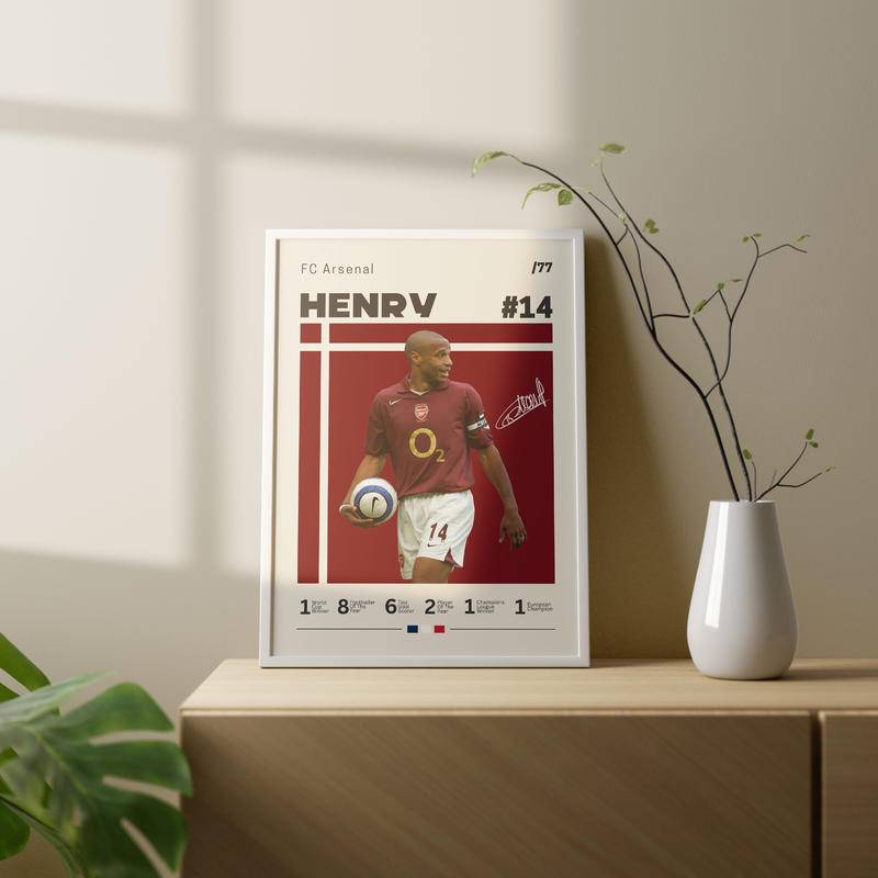 โปสเตอร์ผ้าใบ พิมพ์ลายฟุตบอล Thierry Henry FC Arsenal เหมาะกับของขวัญ สําหรับแฟนคลับ ตกแต่งผนัง