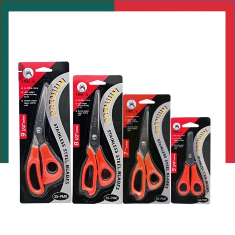 กรรไกร ORCA กรรไกรสแตนเลส ออร์ก้า ขนาด 5 1/4นิ้ว,6 นิ้ว ุ 7นิ้ว, 8 1/2นิ้ว, 9 1/4นิ้ว 10 นิ้ว SS-PM 