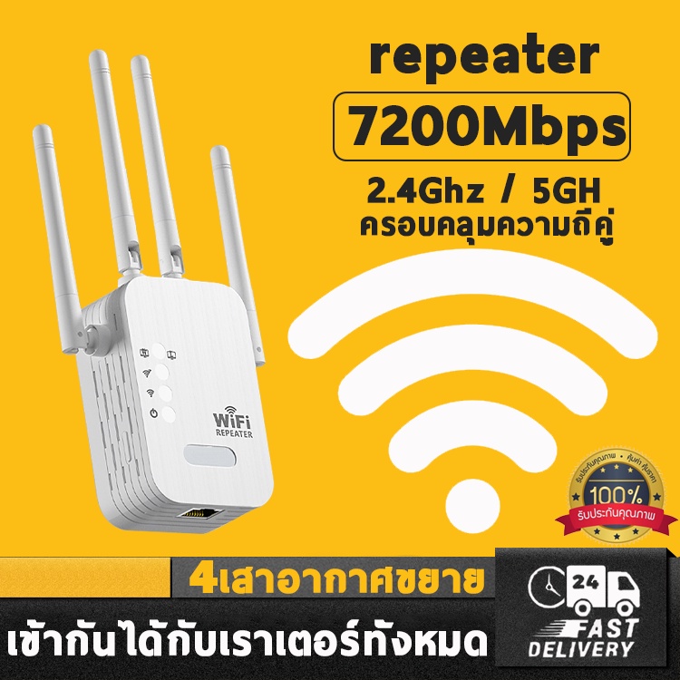 ครอบคลุมสัญญาณ 1000㎡ ตัวดูดสัญญาณ wifi 2.4Ghz/5GHz ตัวขยายสัญญาณ เต็ม 4200Mbps สุดแรง 4เสาอากาศขยาย wifi repeater