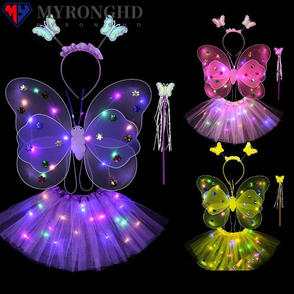 Myronghd ชุดเครื่องแต่งกายแฟนซี ปีกผีเสื้อ มีไฟ LED เรืองแสง สําหรับวันวาเลนไทน์