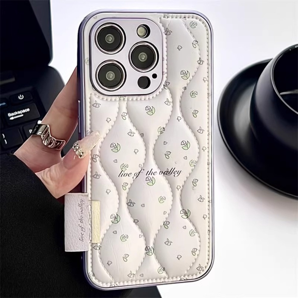 Ins เคสโทรศัพท์มือถือหนัง แบบหนา ป้องกันเลนส์ ลายดอกไม้สีม่วง สไตล์เกาหลี สําหรับ IPhone 14 Pro Max 11 15 14 13 12 11 Pro Max