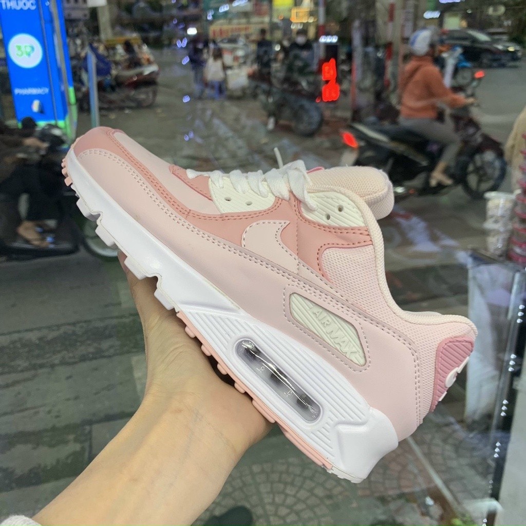 Nike Air Max 90 high-end pink and white shoes Airmax แฟชั่น
