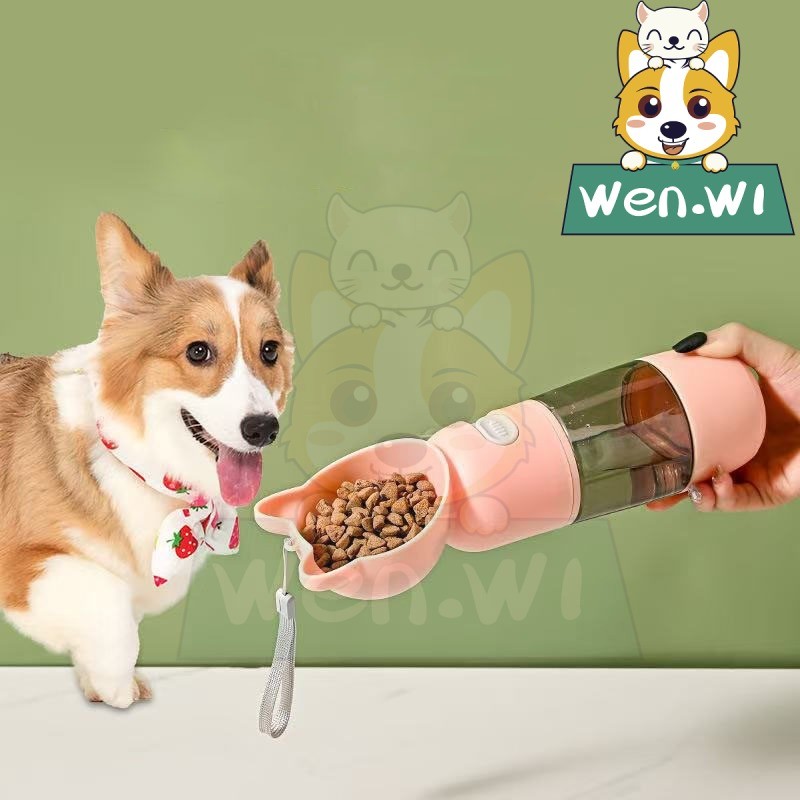 wen.W1สัตว์เลี้ยงสุนัขสุนัข ที่ให้อาหารกลางแจ้งขวดน้ำแบบพกพาเครื่องดื่มน้ำดื่มนอกสถาน ที่