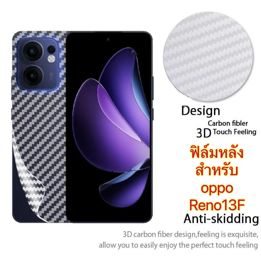ฟิล์มหลัง For oppo Reno14 14F 14Pro A5X A5i A5Pro A5iPro Reno13 13F 13pro ฟิล์มลายเคฟล่า กันรอย กันกระแทก พร้อมส่งในไทย
