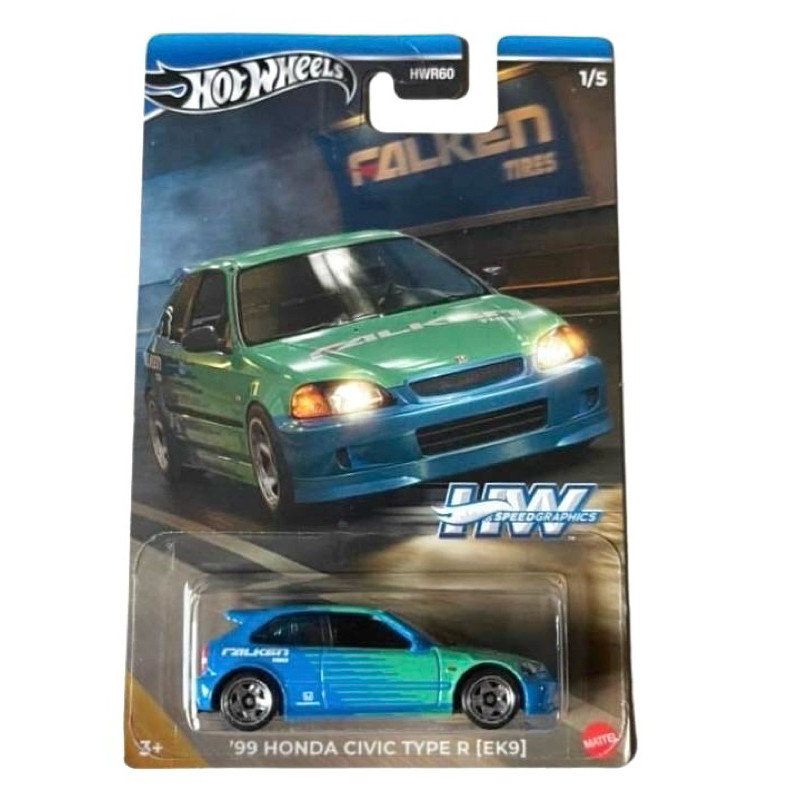 รถเหล็ก ฮอทวีล Hotwheels : Falken ‘99 Honda Civic Type R (EK9) รถฮอตวีลส์ ซีวิค EK9 ลิขสิทธิ์แท้100%