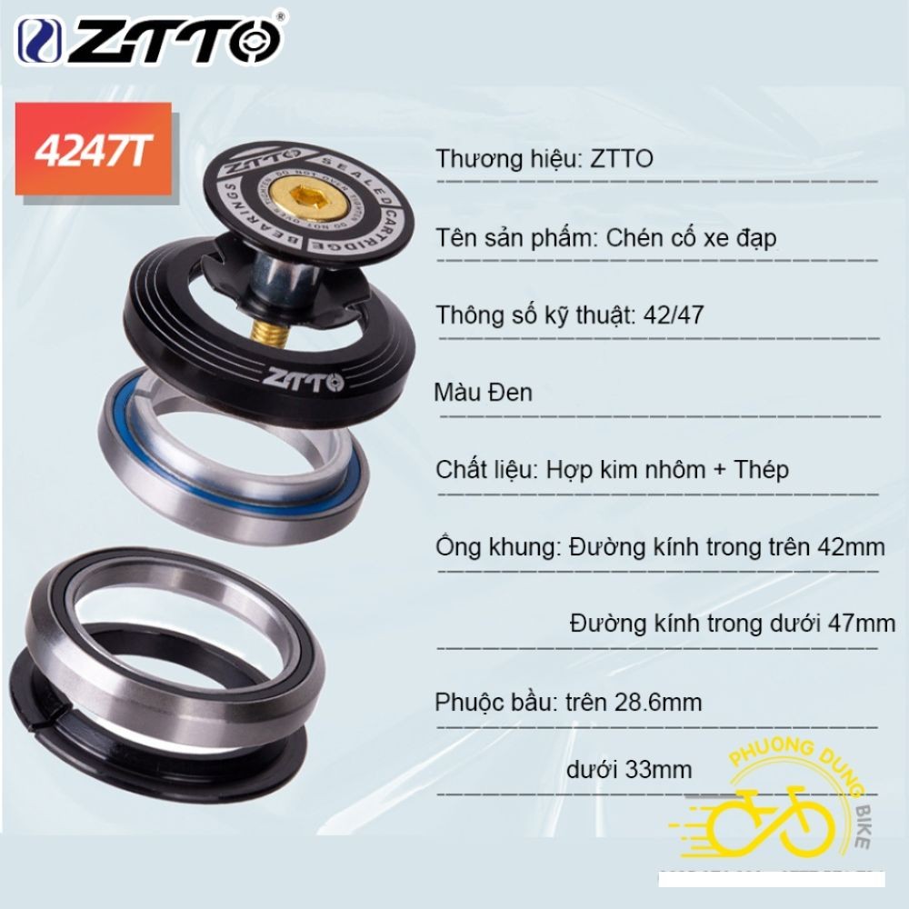ZiTTO 4247T 42/47 มม.แบริ่งจักรยาน drop collar