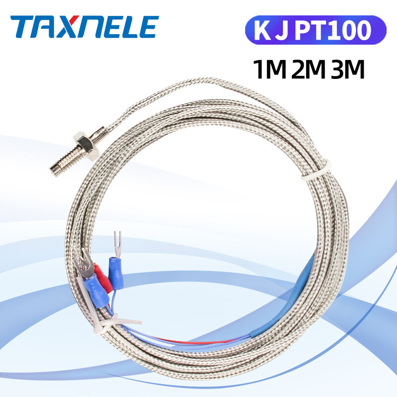 M6 สกรู Probe K ประเภท J ประเภท PT100 ประเภท Thermocouple 1m 2m 3m เซ็นเซอร์อุณหภูมิอุตสาหกรรม 0-400