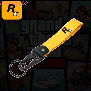 Francesco GTA5 พวงกุญแจ จี้โลโก้ RockStar สีเหลือง สําหรับตกแต่งรถยนต์