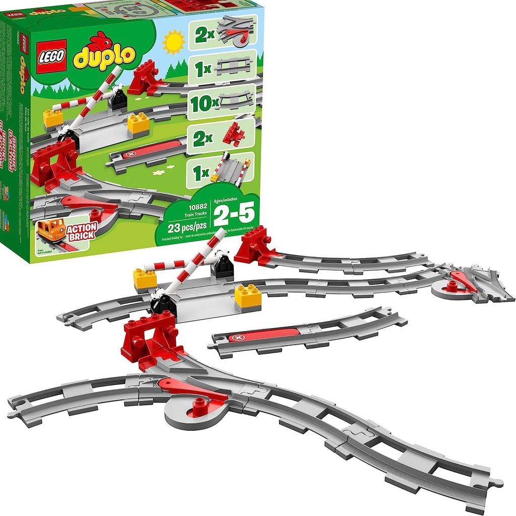 LEGO DUPLO Town Train Tracks Expansion Set 10882 - Building Block Railway Toys for Toddlers, Duplo Train Collection,