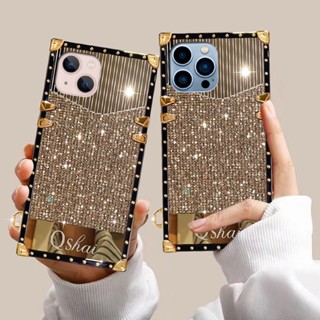 เคสโทรศัพท์มือถือ ทรงสี่เหลี่ยม กันกระแทก ลายกลิตเตอร์ แฟชั่นหรูหรา สําหรับ Oppo Reno8 T 4G 5G Reno7 Reno6 Reno5 Reno4 Reno3 Reno2