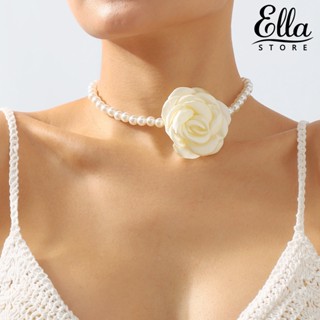 Ellastore123 สร้อยคอโชคเกอร์ ประดับไข่มุกเทียม หรูหรา สไตล์วินเทจ ฝรั่งเศส เหมาะกับของขวัญ สําหรับผู้หญิง