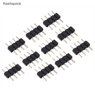 Flashquick อะแดปเตอร์ปลั๊กเชื่อมต่อ ตัวผู้ 4-Pin สําหรับแถบไฟ LED RGB 3528 5050 SMD 10 ชิ้น