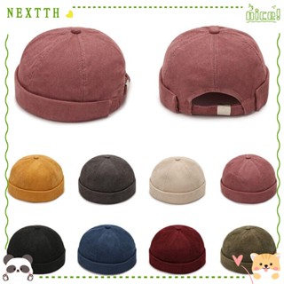 Nextth หมวกทรงกลม หมวกผ้าลูกฟูก ปรับได้ หมวกฮิปฮอป หมวกลําลอง ผ้าฝ้าย หมวกกะโหลก สีพื้น