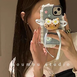 เคสโทรศัพท์มือถือ ผ้ายีน กันตก ป้องกัน ลายการ์ตูนแมวน่ารัก สําหรับ Apple Iphone 14promax 13 11 14pro 13pro 14