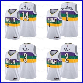 เสื้อกีฬาบาสเก็ตบอลแขนกุด ลายทีม GP1 NBA Jersey Pelicans Ingram Williamson Ball Hart PG1 สไตล์เรโทร