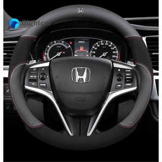 Flightcar ปลอกหนังหุ้มพวงมาลัยรถยนต์ สีดํา สําหรับ Honda Accord City Civic CRV HRV Jazz Odyssey Stream CRZ 38 ซม.