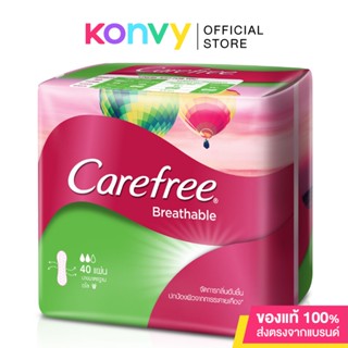 Carefree แผ่นอนามัย Breathable Aloe 40pcs แคร์ฟรี บรีทเอเบิ้ล อโล แผ่นอนามัย นุ่ม อ่อนโยน.