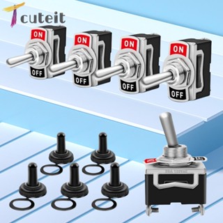 Tcuteit สวิตช์สลับโลหะ เปิด ปิดอัตโนมัติ 12V พร้อมฝาครอบกันน้ํา สําหรับรถยนต์ เรือ