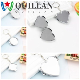 Quillan พวงกุญแจกระจกพับ โลหะ สองด้าน จี้รูปไข่ พับได้ แต่งหน้า กระจกแต่งหน้า ของเล่นเด็กผู้หญิง