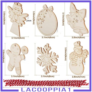 [Lacooppia1] แผ่นไม้แขวนตกแต่งคริสต์มาส 6 แบบ 60 ชิ้น