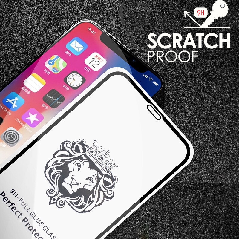ฟิล์มกระจก9Hเต็มกาว หัวสิงโตใช้สำหรับ For iPhone 16 11 13 14 15 Pro Max XR 7 8 Plus X XS Max 12 Pro Max 14 plus 13 MINI - รูปที่ 5